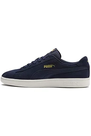 PUMA Unisex Smash v2 Low-Top, Peacoat- Team Gold-Whisper White, 38.5 EU