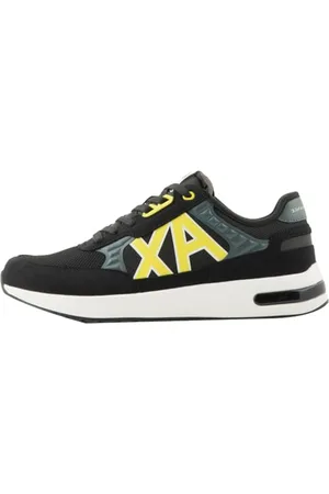 Armani Exchange Herren Dusseldorf Embossed Geometric Motifs Sneaker, Black+ Grey+ Yellow, 39 EU