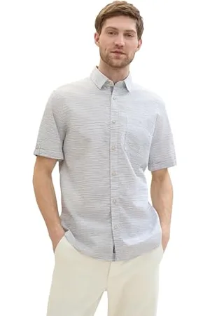TOM TAILOR Herren Regular Fit Hemd in Space Dye Optik, navy white irregular structure, S