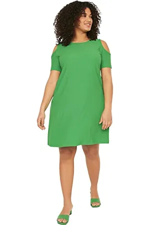 Trendyol Damen Mini A-Linie Regular Plus Size Kleid, , 3XL