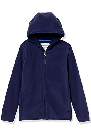 Amazon Jungen Polar-Fleecejacke mit durchgehendem Reißverschluss und Kapuze, , 6-7 Jahre