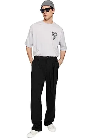 Trendyol Herren Gerade Weites Bein Normale Taille Hose