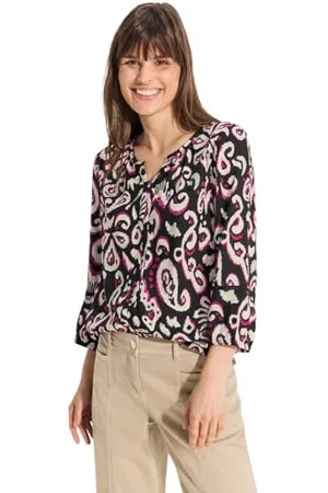 CECIL Damen B344734 Print Tunika Bluse, Black, Medium