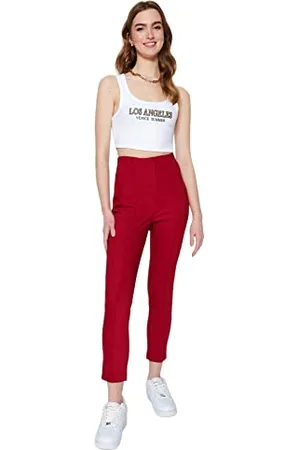 Trendyol Damen Hoher Taille und Geradem Bein Hose, , 34