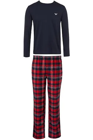 Emporio Armani Herren Tartan Flannel Long Pajamas Pyjama-Set, , XL