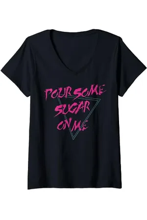 Def Leppard Gießen Sie etwas Zucker auf mich T-Shirt mit V-Ausschnitt