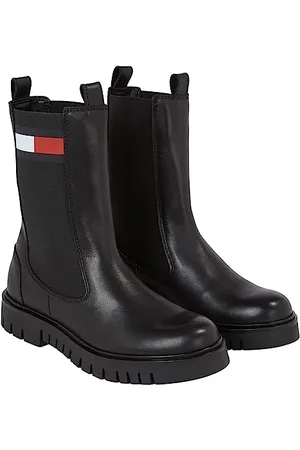 Tommy Hilfiger Damen Mid Boot Stiefel Long Chelsea aus Leder, (Black), 36