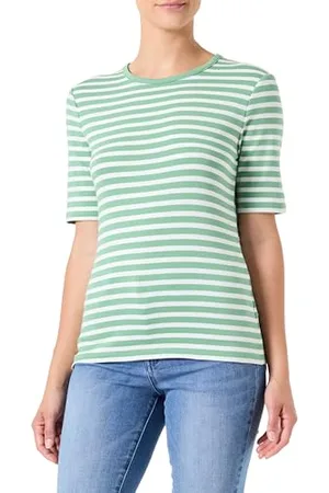GANT Damen Slim Striped 1x1 Ribbed T-Shirt, , L EU
