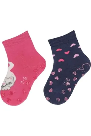 Sterntaler ABS -Krabbelsocken 2er Pack Katze für Mädchen - Babysocken mit Anti -Rutsch -Noppen auf Spann und Sohle - Antirutsch Socken für Babys im Set mit Motiv - pink, 22