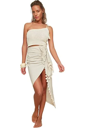 Trendyol Damen Strandmode Maxi Rüschensaum Gewebter Rock, , 66