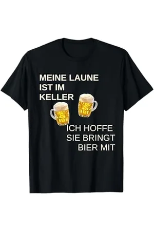 Sprüche MEINE LAUNE IST IM KELLER ICH HOFFE SIE BRINGT BIER MIT Bier T-Shirt