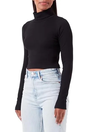JJXX Jack&Jones Damen JXFAN STR LS Crop Rib Tee JRS NOOS Top, Black, M