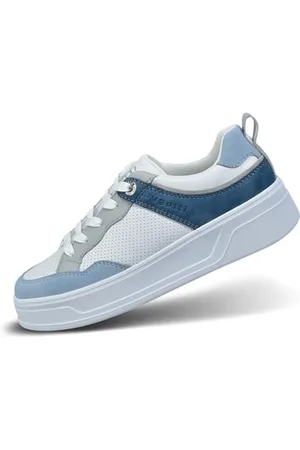 Bugatti Damen Chunky Weiß-Blaue Freizeitsneaker mit perforiertem Design für Belüftung, robuster Verarbeitung und modernem Stil, weiß/blau, 42 EU