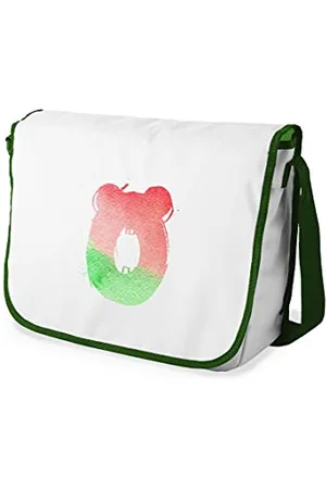Bonamaison Le Jardin du Lin Digital Bedruckte Messenger Schultaschen mit Khaki Riemen für Mädchen und Jungen, Zurück zur Schule, Kuriertaschen für Schüler, Umhängetaschen, Größe: 29x36 Cm