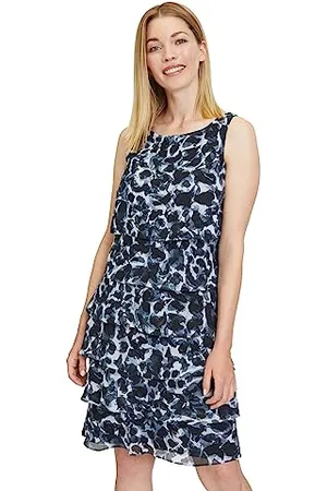 Vera Mont Damen 0268/4804 Kleid, Blue/Dark-Blue, 40 EU