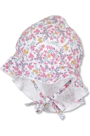 Sterntaler Bademütze Blümchen mit Nackenschutz und Bindeband - Mädchen Schwimmmütze mit UV -Schutz 50+ - UV Bademütze Baby aus Bademodenstoff - Schirmmütze für Badespaß an sonnigen Tagen - , 47