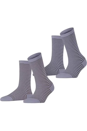 ESPRIT Damen Socken Fine Line Multipack W So Baumwolle gemustert 2 Paar, , 35-38