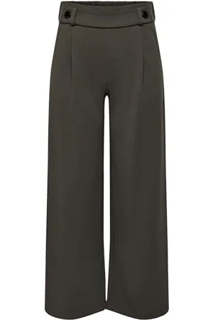 JDY Damen geggo New Long Pant Jrs Noos Hose, Chocolate Brown/Detail:black Buttons, L / 32L EU