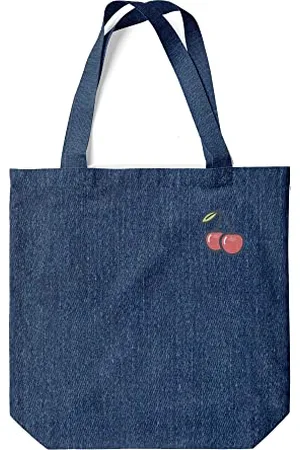 Green Fish Denim Bedruckte Einkaufstasche, Wiederverwendbare, Jeans Tasche, Maschinenwaschbar, Faltbar, Stofftasche mit Zwei Langen Henkeln, 38x42 Cm