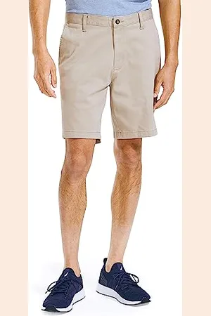 Nautica Herren Classic Fit Flat Front Stretch Solid Chino Deck Legere Shorts, Braun , 34W