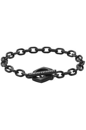 Armani Exchange Herren-Gliederarmband Edelstahl schwarz, AXG0105001