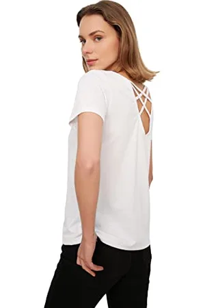 Trendyol Damen Zurück Ausführliches Grundlegendes T-shirt T Shirt, , XL EU