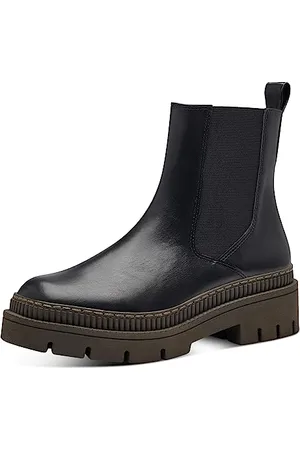 Marco Tozzi Damen Chelsea Boots Vegan zum Schlupfen, Schwarz (Black/Khaki), 40 EU