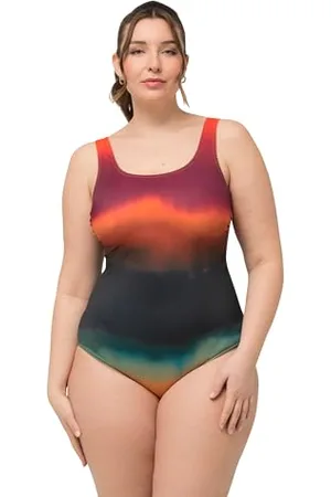 Ulla Popken Damen Alice, Softline, Fire Batik Badeanzug, , 54-56