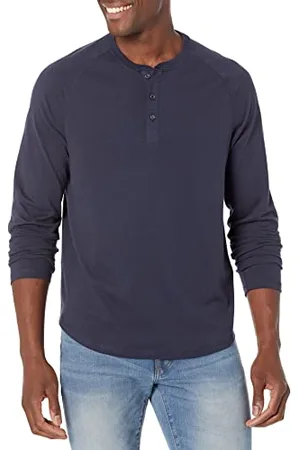 Amazon Herren Henley-Shirt mit langen Ärmeln und normaler Passform (erhältlich in Übergrößen), , S