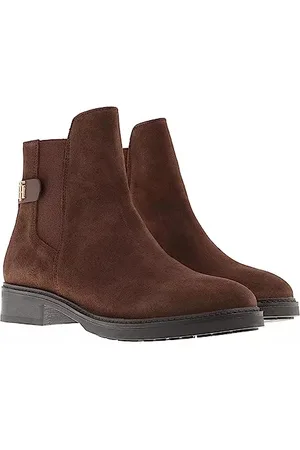 Tommy Hilfiger Damen Stiefeletten TH Suede Flat Boot aus Wildleder, Chocolate, 36 EU