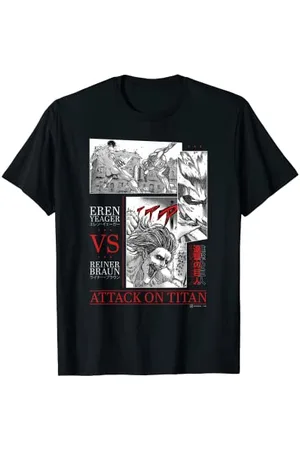 Attack on Titan Eren Yeager vs Reiner Braun Manga Fight Logo T-Shirt