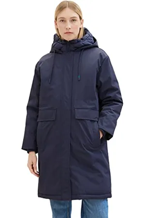 TOM TAILOR Damen 1037561 Regenmantel mit Steppung & Kapuze, 10668-sky Captain Blue, M