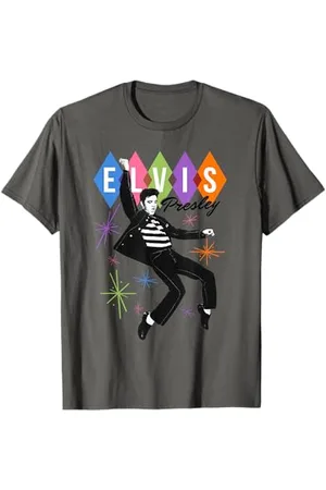 Elvis Presley Herren T-Shirt, , S, Cartoon, Klassisch, Halbarm, Crew-Ausschnitt, Offiziell Lizenziert, Novelty T-Shirt mit Design