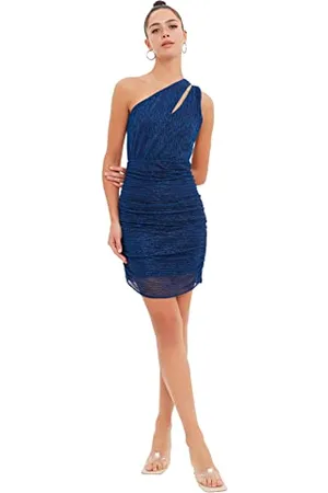 Trendyol Damen Women Bodycon Fitted Knit Dress Mini Figurbetontes Strickkleid, , 34