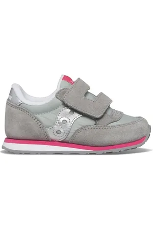 Saucony Originals Baby Jazz HL Sneaker, Grey/Silver/Pink, 26 EU