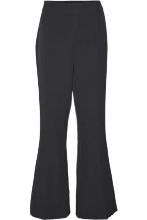 VERO MODA Damen Vmtahina Hw Flared Pant Stoffhose, Black, 36W x 32L
