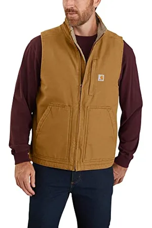 Carhartt Herren Loose Fit Washed Duck Sherpa-Lined Weste, ® Braun, M