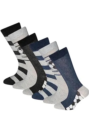 Ewers 6er-Pack Kindersocken Fussball - 6 Paar Socken für Jungen mit Fussball-Motiven, MADE IN EUROPE, Blau/Grau/Schwarz, Größe 31-34