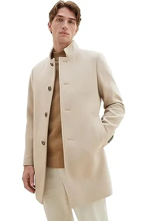 TOM TAILOR Herren 1037337 Wollmantel mit Stehkragen, 12628-paving Stone, XL