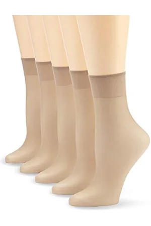 Nur Die 5er Pack Söckchen Seidenfein 15 DEN transparente Nylon Feinsöckchen seidig glänzend breiter Komfortbund Damen