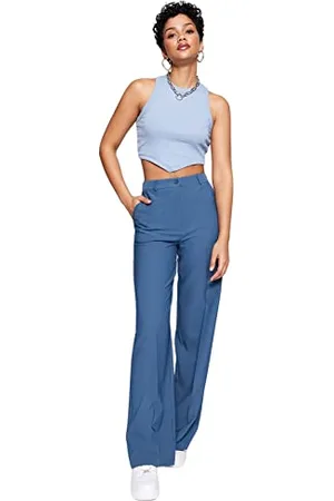 Trendyol Damen Damenhose mit hoher Taille, weites Bein Hose, , 40