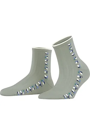 ESPRIT Damen Socken Structured Leaves W SSO Baumwolle Lyocell gemustert 1 Paar, , 35-38