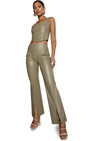 Chi Chi London Damen Schlaghose in mit geteiltem Saum Lässige Hose, 38