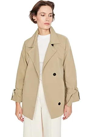 Trendyol Damen Damen Jung Regular Parkas Plain Webstoff Trenchcoat Coat Men’s Collar Raglan sleeve Trench Coat, , 40