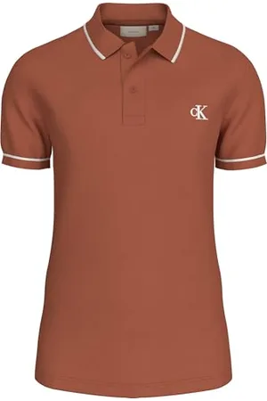 Calvin Klein Herren Poloshirt Kurzarm Tipping Slim mit Stretch, Orange , XL