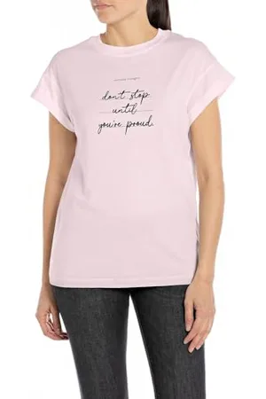 Replay Damen T-Shirt Kurzarm aus Baumwolle, (Rosa), XS