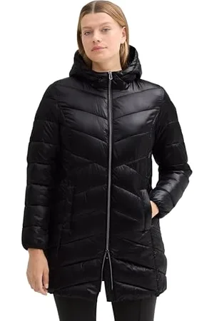 TOM TAILOR Damen 1043577 Plussize Lightweight Steppmantel mit Kapuze, 14482-Deep Black, 44