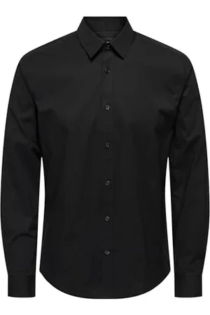 Only & Sons Herren ONSANDY Slim Easy Iron POPLIN Shirt NOOS Hemd, Black, S