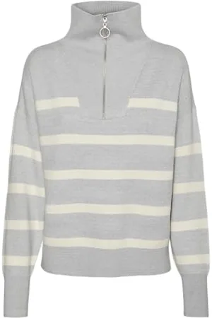 VERO MODA Vmsaba Stripe Ls Highneck Blouse Ga Noos