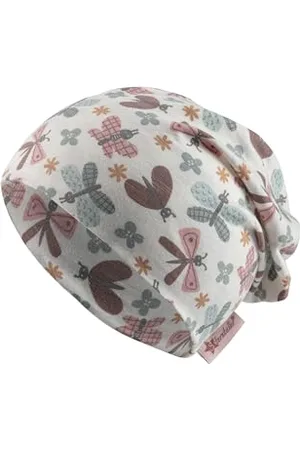Sterntaler Beanie Schmetterling - Baby Mütze aus Flammgarn Jersey mit allover Schmetterlingen - Mädchen Beanie Mütze - Baby und Kinder Übergangsmütze, , Größe 47